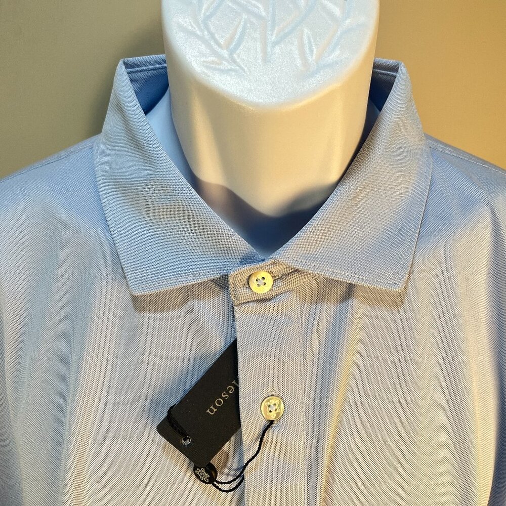 NWT Turtleson Men's light blue PGA short sleeve performance golf polo shirt XXL